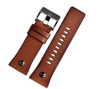 SXSWCH Genuine Leather watchband for Diesel Watch Belt DZ4476/4482 DZ7408 7406 4318 Strap 22 24 26 28mm Large Size Men Wrist Watch Band (Color : 15 Brown Gold, Size : 24mm)