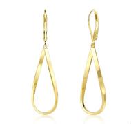 SXSWCH Geometric Teardrop Double Hoop Dangle Earrings for Women with Leverback Closure, 14K Gold Plated or Sterling Silver, Bohemian Chunky Style for Daily and Special Occasions, Hypoallergenic