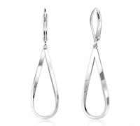 SXSWCH Geometric Teardrop Double Hoop Dangle Earrings for Women with Leverback Closure, 14K Gold Plated or Sterling Silver, Bohemian Chunky Style for Daily and Special Occasions, Hypoallergenic