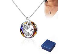 SXSWCH Girl Products Phoenix Crystal Necklace,for Self - S925 I Survived Because The Fire Inside Me Burns Brighter Than The Fire Around Me Colorful Crystal Phoenix Necklace Earrings (A) Gifts