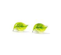 SXSWCH Green Leaf Earrings Stud for Women S925 Sterling Silver Post Pin Sleeper Ear Tiny Cute Tragus Earrings Hypoallergenic Minimalist Simple Summer Leaf Jewelry Gift