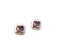 SXSWCH Hypoallergenic 18K Gold Plated Geometric Rhombus Stud Earrings with Engraved Letters & Brushed Metal Design for Daily/Wedding/Gift (Gold/Silver)(R - Silver)