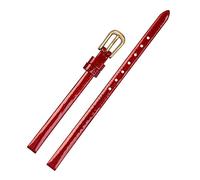 SXSWCH Mini Watch Band 6mm Genuine Leather Bracelet Womens Fashion watchband Small Strap (Color : Black Gold Buckle, Size : 6mm)