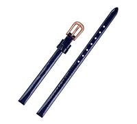 SXSWCH Mini Watch Band 6mm Genuine Leather Bracelet Womens Fashion watchband Small Strap (Color : Black Gold Buckle, Size : 6mm)