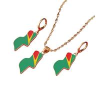 SXSWCH New 2025 Flag Of Guyana Pendant Necklace Earrings Women Men Guayana Jewelry Republic Of Guyana Decoration Jewelry Commemorative With For You Accessories Trendy Creative Best For Gift