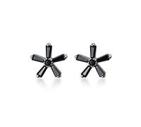 SXSWCH Small Black Cubic Zirconia Flower Earrings 925 Ladies Fashion Elegant Party Banquet Earrings Jewelry High-end earrings
