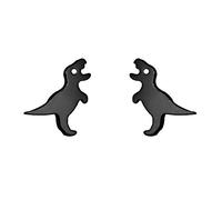 SXSWCH Small Black Dinosaur Stud Earrings for Women Men 925 Sterling Silver Hypoallergenic Tiny Cute Brushed Dragon Brontosaurus Animal Cartilage Tragus Post Fashion Punk Jewelry