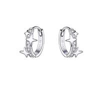 SXSWCH Star Cubic Zirconia Huggie Hoop Earrings for Women Sterling Silver Constellation Cartilage Cute Charms CZ Sleeper Small Hoop Dainty Stars Earrings Hypoallergenic Sensitive Ear Jewelry