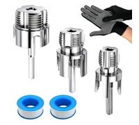 SXTDKMJ 3Pcs Pipe Threading Tool Kit, Integrated Internal and External Pipe Threading Tool Dual-Function Tube Thread Cutting Tools for 1/2" 3/4" & 1" PVC/Plastic Tube with Gloves Raw Material Belt
