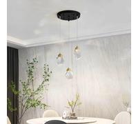 Sxtiger Modern Crystal Pendant Light, 3-Color LED Crystal Pendant Light, Black Ceiling Hanging Pendant Lamp Adjustable Height, for Kitchen Island Bedroom Dining Room (Black, 3-Head)