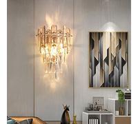 Sxtiger Modern Crystal Wall Lamp, E14 Crystal Wall Sconce Light, for Bedroom Living Room Kitchen Hallway Stairs Restaurant Hotel Lighting (Champagne Gold)