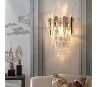 Sxtiger Modern Crystal Wall Lamp, E14 Crystal Wall Sconce Light, for Bedroom Living Room Kitchen Hallway Stairs Restaurant Hotel Lighting (Smoky Gray)