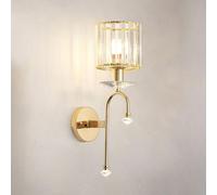 Sxtiger Modern Crystal Wall Light Sconce, E14 Rose Gold Crystal Wall Lamp, Hardwired Wall Lighting Fixtures for Living Room Bedside Bedroom Corridor Dining Room Hallway (Gold-A)