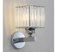 Sxtiger Modern Crystal Wall Light Sconce, E27 Silver Crystal Wall Lamp, Hardwired Wall Lighting Fixtures for Bedside Bedroom Living Room Corridor Dining Room Hallway (Silver Square)