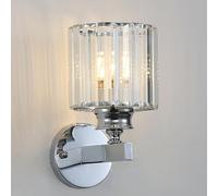 Sxtiger Modern Crystal Wall Light Sconce, E27 Silver Crystal Wall Lamp, Hardwired Wall Lighting Fixtures for Bedside Bedroom Living Room Corridor Dining Room Hallway (Silver Round)