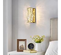 Sxtiger Modern Crystal Wall Light Sconce, Three-Color LED Crystal Wall Lamp Fixtures Indoor Wall Lighting for Living Room Bedroom Kitchen Entryway Hallway (Gold)