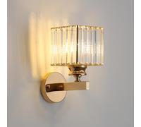 Sxtiger Rose Gold Crystal Wall Light Indoor, E27 Modern Bedroom Wall Lamp, Hardwired Crystal Wall Lamps, Gold Square Wall Light for Living Room, Corridor, Dining Room, Hallway