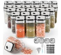 SXTIHD Glass spice jars, set of 24 × 120 ml Spice storage container, reinforced airtight seal with stainless steel lid, label