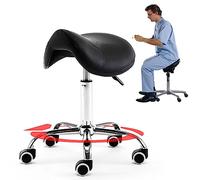 SXTYFBB Professional Swivel Saddle Chair for Dental, Adjustable 18 7/8"-23 5/8" Salon Rolling Stool, Heavy Duty Saddle Lift Chair for Beauty/Office (Color : Black)