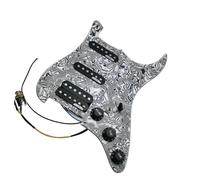SXTYOPT Pickguard Pickup SSH Electric Guitar Pickups Alnico5 Style 7-Way Type Fully Loaded Pickguard(Black and white pattern)
