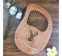 SXTYYH 10,16,19,21,24 String Lyre Harp, Mahogany Body Portable Beginner Lap Harp with Tuning Wrench Spare String Carrying Case Cleaning Cloth Musical Instrument(16-string wood color reindeer)