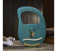 SXTYYH 10,16,19,21,24 String Lyre Harp, Mahogany Body Portable Beginner Lap Harp with Tuning Wrench Spare String Carrying Case Cleaning Cloth Musical Instrument(19 Blue Reindeer)