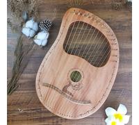 SXTYYH 10,16,19,21,24 String Lyre Harp, Mahogany Body Portable Beginner Lap Harp with Tuning Wrench Spare String Carrying Case Cleaning Cloth Musical Instrument(16-string wood color fawn)