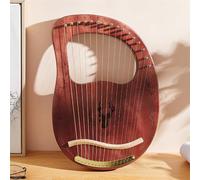 SXTYYH 16,19,21,27,23 Tones Lyre Harp Musical Instrument Portable Lap Harp Multiple Patterns Mahogany Body Metal String for Beginners Adult Kids Music Lovers(16-string box style - brown)