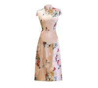 SXTYYH Ao Dai Vietnam Traditional Dress for Women Slim Elegant Qipao Chinese Cheongsam Dress Fashion Embroidered Hanfu Dress(Pink,4XL)