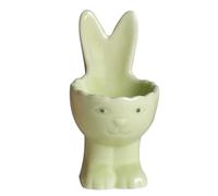 SXTYYH Cartoon Ceramic Egg Cups for Soft Boiled Eggs Cute Rabbit Shape Breakfast Egg Holder for Daily Use(Green)