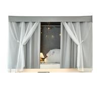 SXTYYH Dormitory Solid Color Privacy Bunk Bed Tent with Full Coverage, Blackout Curtains for Both Top and Bottom, Bunk Bed Curtains Dustproof Loft Bed Curtains(Curtain*2,1.2M_GRAY+SHEER)