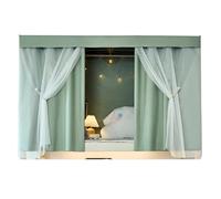 SXTYYH Dormitory Solid Color Privacy Bunk Bed Tent with Full Coverage, Blackout Curtains for Both Top and Bottom, Bunk Bed Curtains Dustproof Loft Bed Curtains(Curtain*3+top,1.2M_GREEN+SHEER)