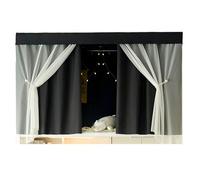 SXTYYH Dormitory Solid Color Privacy Bunk Bed Tent with Full Coverage, Blackout Curtains for Both Top and Bottom, Bunk Bed Curtains Dustproof Loft Bed Curtains(Curtain*3,1.5M_BLACK+SHEER)