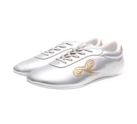 SXTYYH Leather Martial Arts Shoes for Women and Men, Taekwondo Shoes for Training Karate, Tai Chi Outdoor Comfortable Kung Fu for All-Day Walking(Silver,3UK)