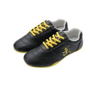 SXTYYH Leather Taekwondo Shoes for Tai Chi & Yoga, Flexible Kung Fu Shoes for Women and Men Professional Practice Karate Martial Arts(Black,3UK)