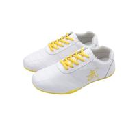 SXTYYH Leather Taekwondo Shoes for Tai Chi & Yoga, Flexible Kung Fu Shoes for Women and Men Professional Practice Karate Martial Arts(White,3UK)