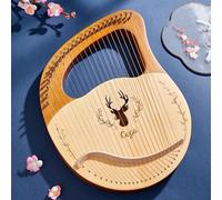 SXTYYH Lyre Harp, 19, 21, 24, 32 Strings Mahogany Lap Harp Portable Stringed Instrument with Tuning Wrench, Manual, Pick and Spare String(21 strings)