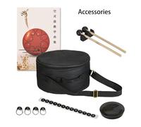 SXTYYH Steel Tongue Drum 12 Inch 13 Note Chakra Steel Drum Music Education Percussion Instrument Hand Pan with Mallets, Finger Paddles, Music Book and Bag(Black)