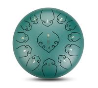 SXTYYH Steel Tongue Drum 12 Inch 13 Note Chakra Steel Drum Music Education Percussion Instrument Hand Pan with Mallets, Finger Paddles, Music Book and Bag(Green)