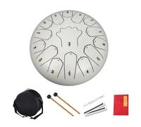 SXTYYH Steel Tongue Drum, 12 Inch 15 Note Rain Drum for Outside Chakra Drum Kit Percussion Handpan Drum for Sound Healing, Meditation, Entertainment(White)