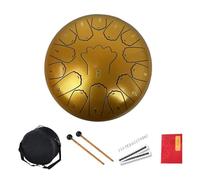 SXTYYH Steel Tongue Drum, 12 Inch 15 Note Rain Drum for Outside Chakra Drum Kit Percussion Handpan Drum for Sound Healing, Meditation, Entertainment(Gold)