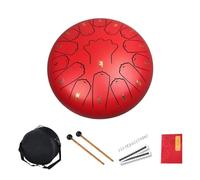 SXTYYH Steel Tongue Drum, 12 Inch 15 Note Rain Drum for Outside Chakra Drum Kit Percussion Handpan Drum for Sound Healing, Meditation, Entertainment(Red)