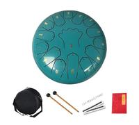 SXTYYH Steel Tongue Drum, 12 Inch 15 Note Rain Drum for Outside Chakra Drum Kit Percussion Handpan Drum for Sound Healing, Meditation, Entertainment(Green)