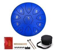 SXTYYH Steel Tongue Drum 8 Inch 11 Note Hand Pan Percussion Instrument Steel Drum with Bag, Mallet, Finger Paddles for Music Education(Blue A)