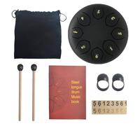 SXTYYH Steel Tongue Drum 8 Note 6 Inches Rain Drum for Outside with Music Book, Mallets and Carry Bag Hand Pan Gifts for Halloween, Concert, Yoga, Zen(Black)