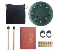 SXTYYH Steel Tongue Drum 8 Note 6 Inches Rain Drum for Outside with Music Book, Mallets and Carry Bag Hand Pan Gifts for Halloween, Concert, Yoga, Zen(Green)