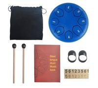 SXTYYH Steel Tongue Drum 8 Note 6 Inches Rain Drum for Outside with Music Book, Mallets and Carry Bag Hand Pan Gifts for Halloween, Concert, Yoga, Zen(Dark Blue)