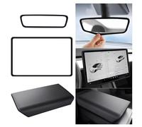 SXunakou 2024-2025 Tesla 3/2025 Tesla Y-Shaped Center Console Cover, Silicone Protective Cover for Center Screen and Interior Rear View Mirror Protective Cover Interior Accessories (Black 3/Y