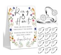 Sxurt The Ring Hunt Game, Wildflower Boho Bridal Shower Games with Rings-One Sign and 30 Rings, Bridal Shower and Wedding Shower Games for Guests, Engagement Party Game, Bridal Shower Decorations-LS7