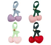 Sxutop 4 Pcs Cherry Bag Charms for Handbags Leather Cherry Charms Cute Cherry Purse Charm PU Cherry Keychain Cherry Decorations for Purse Kawaii Cherry Keyring for Girls Women Purse Handbags